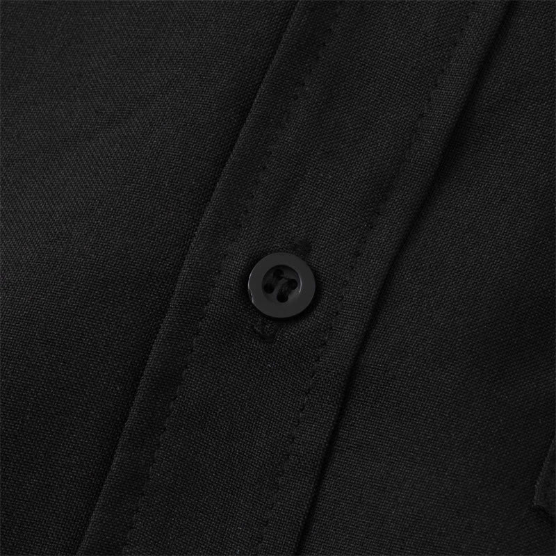 Buddha Stones Summer Men's Button Plain Short Sleeve Cotton Shirt With Pocket