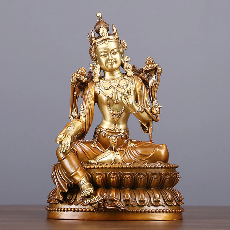 Buddha Stones Bodhisattva Green Tara Figurine Protection Brass Copper Statue Home Offering Decoration