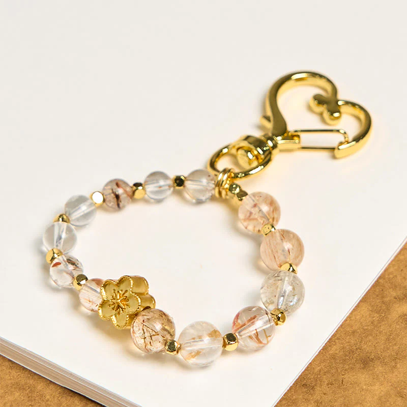 Buddha Stones Natural Super Seven Crystal Plum Blossom Spiritual Chain Bag Hanging Decoration