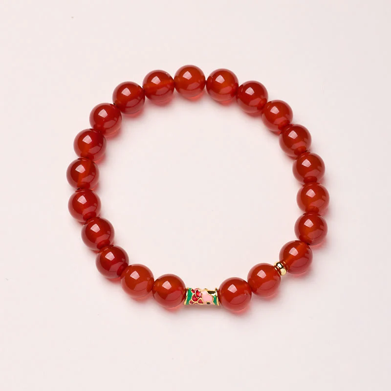 Buddha Stones Natural Red Agate Lucky Koi Fish Confidence Bracelet
