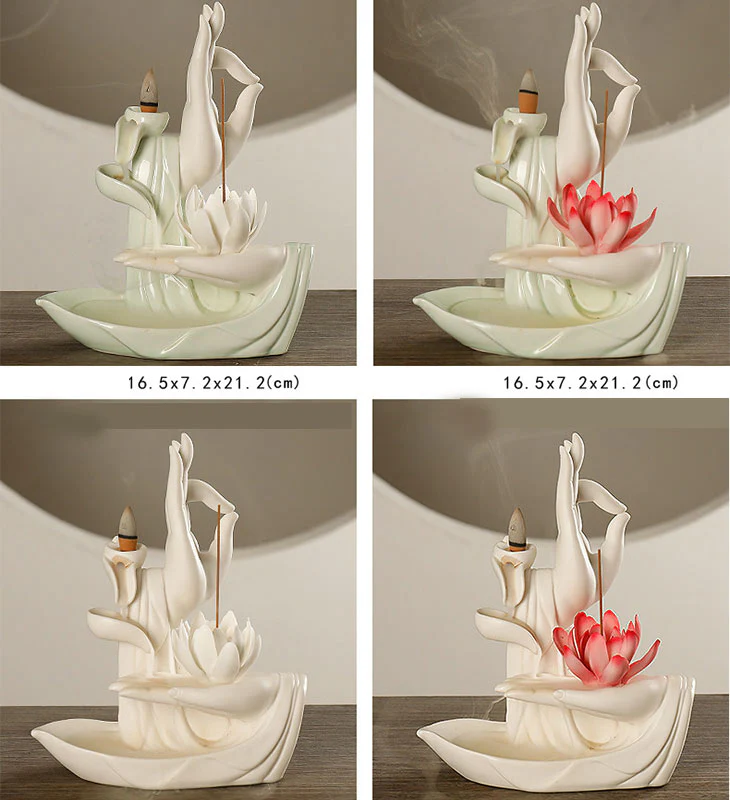 Buddha StonesTibetan Lotus Blessing Incense Burner Decoration