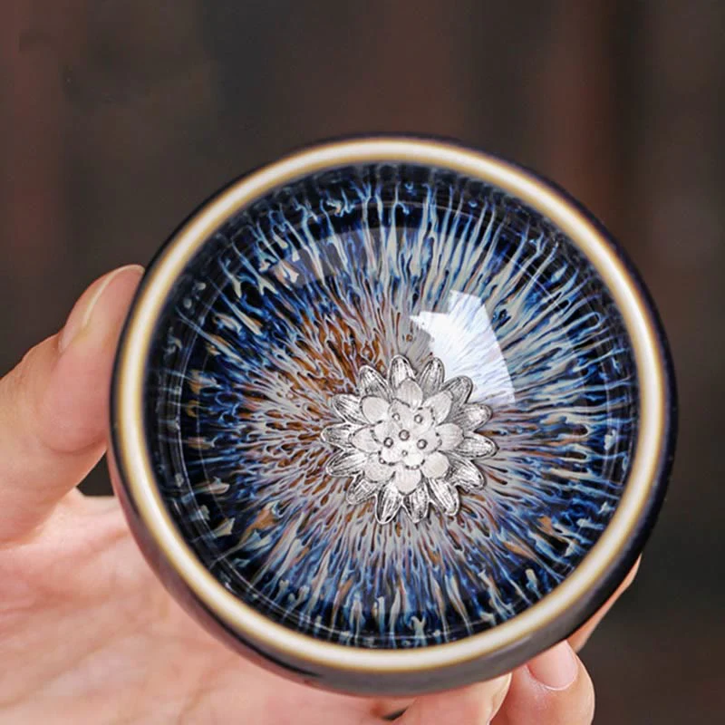 Buddha Stones Handmade Chinese Jianzhan Koi Fish Lotus Dragon Phoenix 12 Chinese Zodiac Ceramic Teacup Kung Fu Tea Cup 70ml