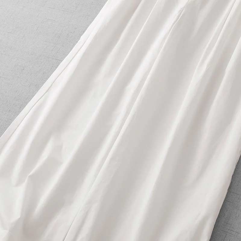 Buddha Stones Casual Plain High Waist Women's Polyester 7-8 Length Wide Leg Pants With Pockets