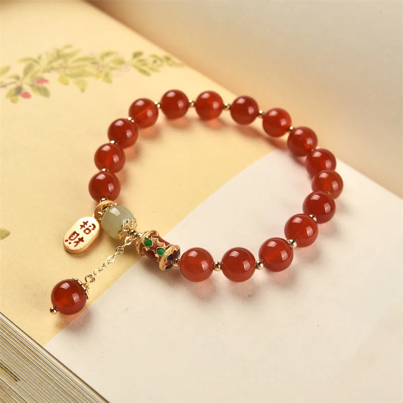 Buddha Stones Natural Red Agate Jade Confidence Fortune Blessing Charm Bracelet