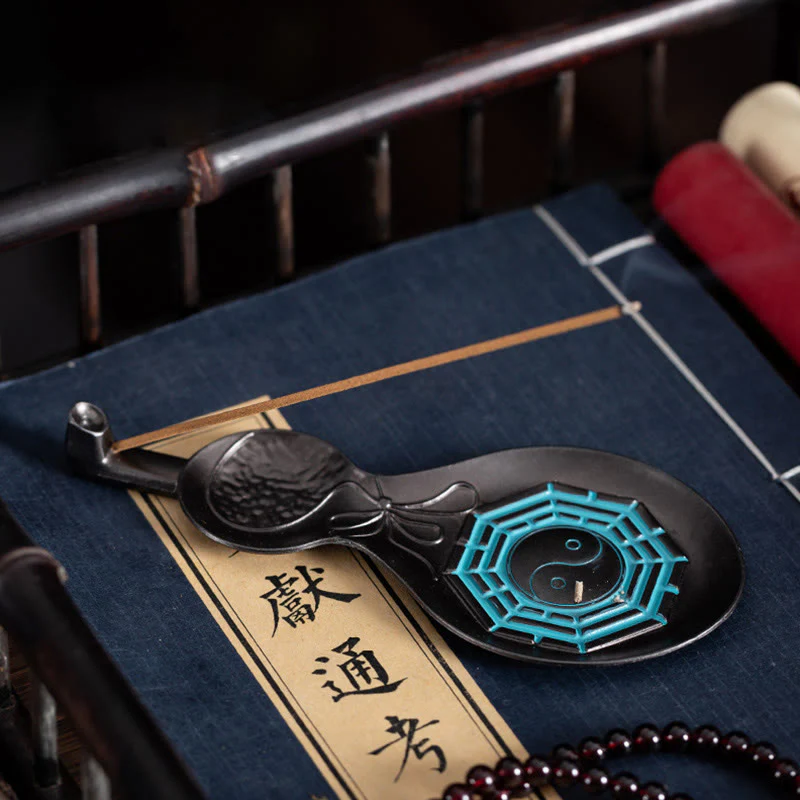 Buddha Stones Gourd Yin Yang Bagua Copper Blessing Incense Burner Decoration