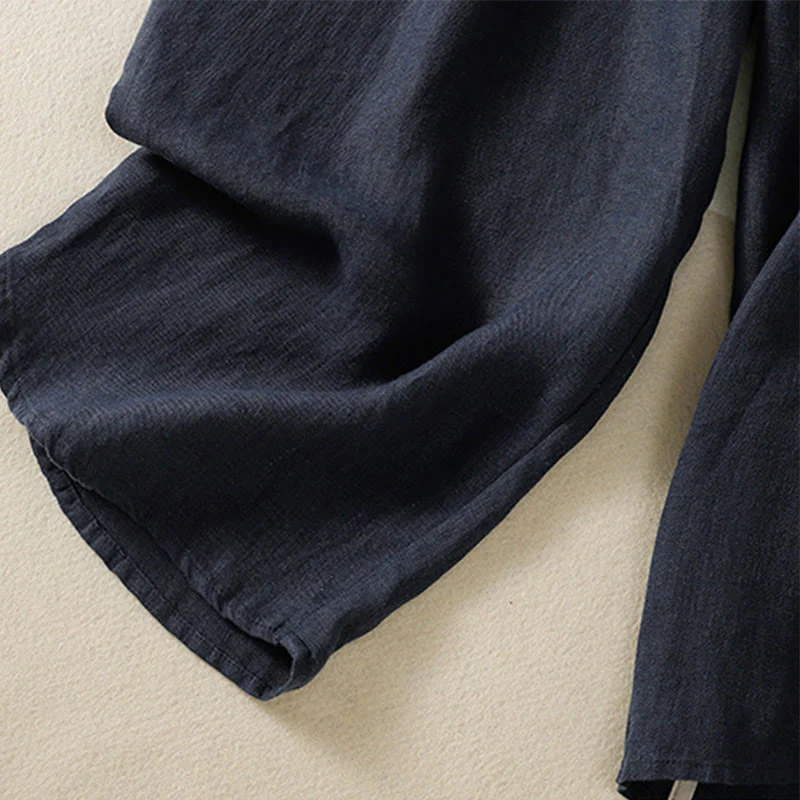 Buddha Stones Casual Plain Drawstring Design Women's Cotton 7-8 Length Pants With Pockets