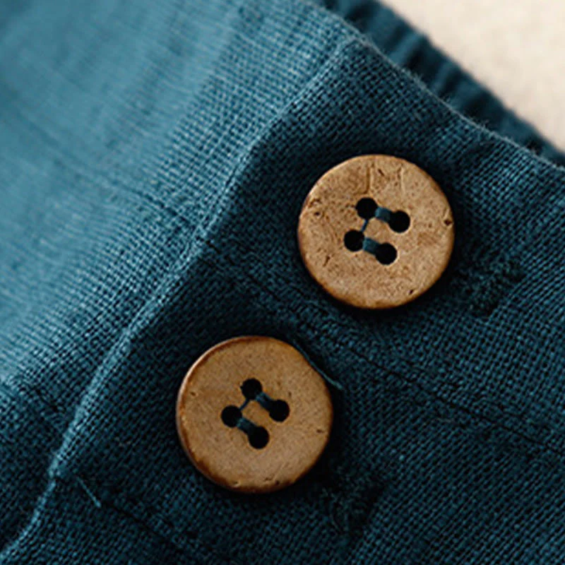 Buddha Stones Summer Casual Simple Design Linen Women's Wide Leg Pants With Zipper Pockets