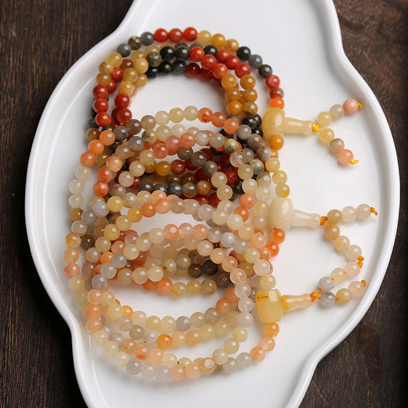 Buddha Stones 108 Beads Natural Red Agate Mala Protection Bracelet