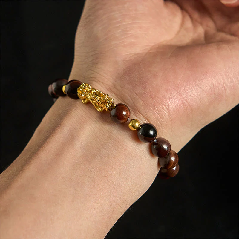Buddha Stones Various Color Tiger Eye Beads Pixiu Wealth Courage Bracelet