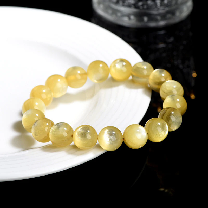 Buddha Stones Natural Golden Lepidolite Protection Prosperity Bracelet
