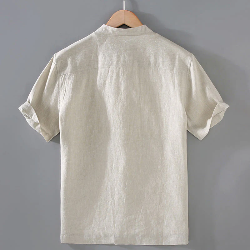 Buddha Stones Vintage Plain Tang Suit Chinese Frog-Button Cotton Linen Men's Shirt Jacket With Pockets