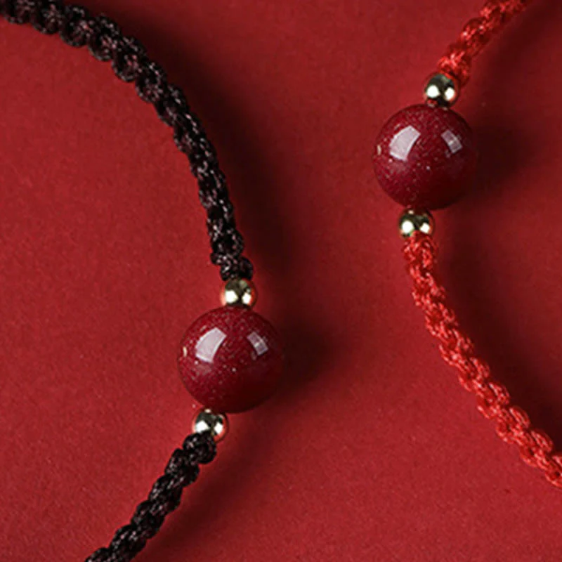 Buddha Stones Lucky Cinnabar Bead Blessing Red String Bracelet