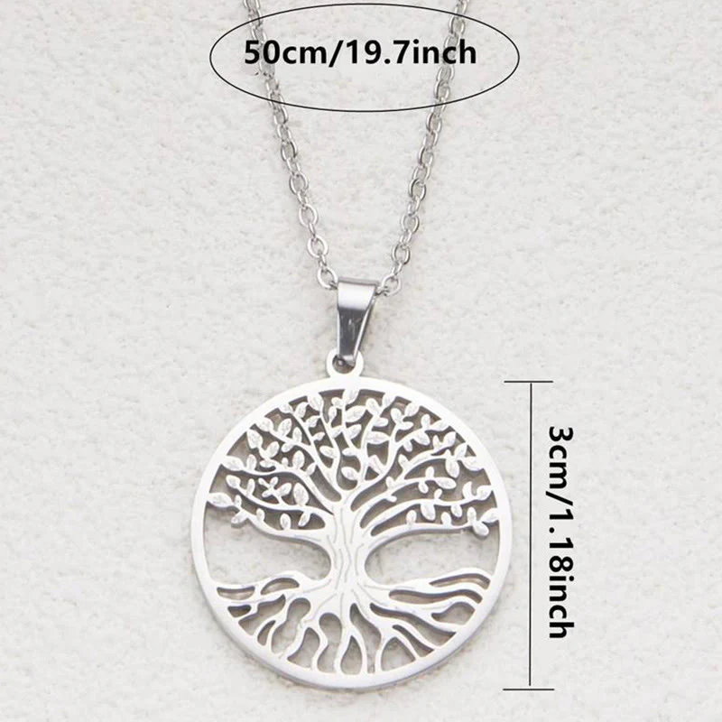 Buddha Stones The Tree Of Life Titanium Steel Enlightenment Necklace Pendant