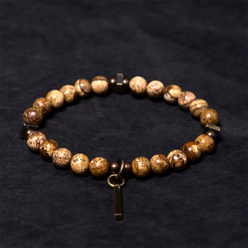 Buddha Stones Distressed Design Copper Luck Bracelet