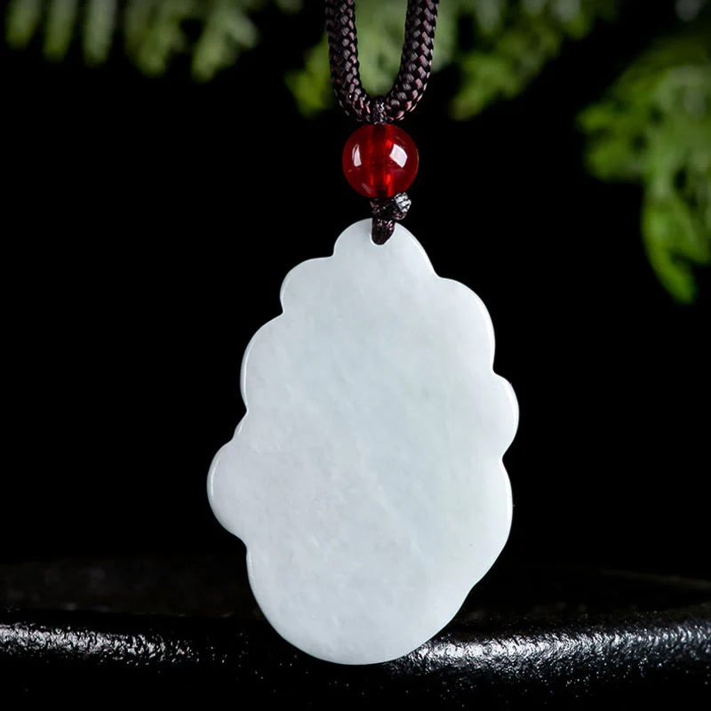 Buddha Stones Natural Jade Nine Tailed Fox Luck Necklace Pendant