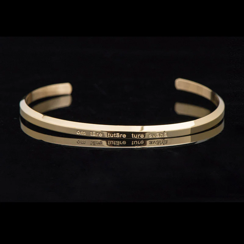 Buddha Stones Six True Words Engraving Titanium Steel Blessing Protection Bracelet