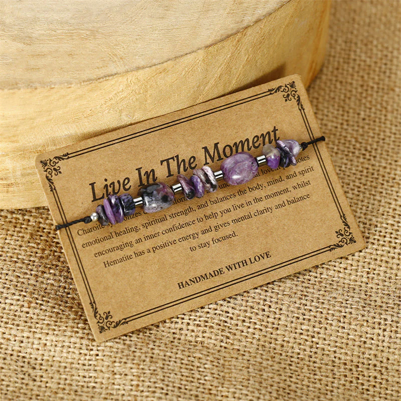 Buddha Stones Live In The Moment Charoite Hematite Powerful Bracelet