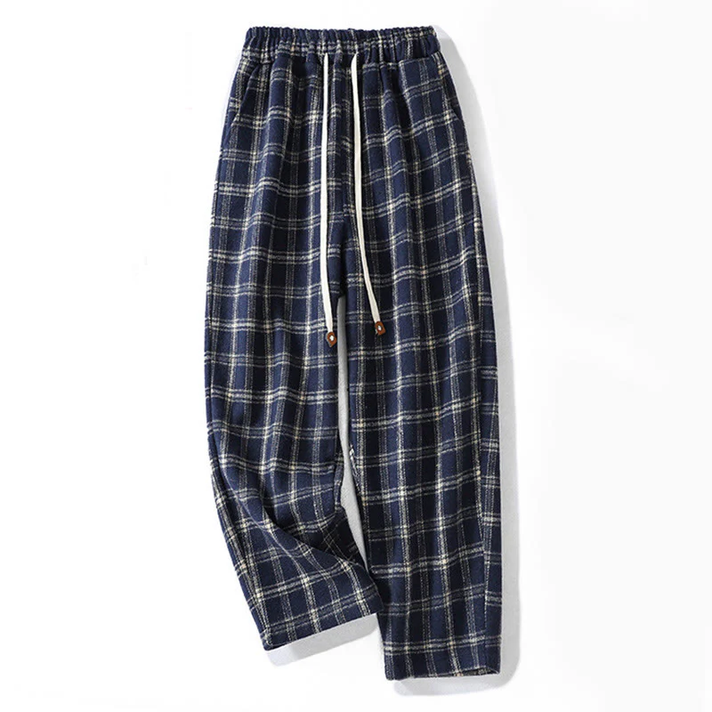 Buddha Stones Retro Plaid Pattern Women's Fleece-Lined Harem Cotton Pants With Pockets