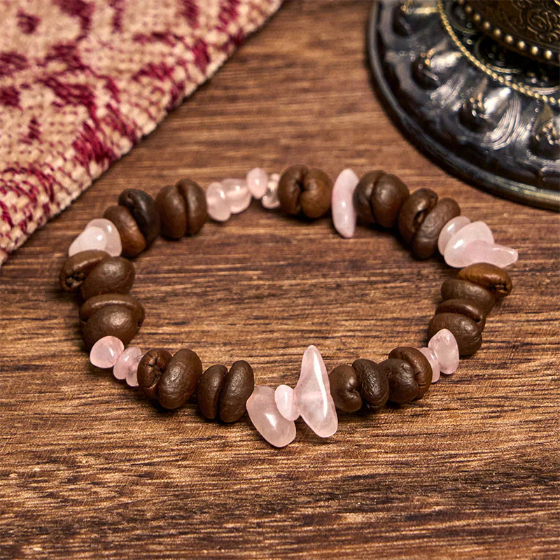 Buddha Stones Handmade Natural Coffee Beans Amethyst Citrine Amazonite Irregular Crystal Bracelet