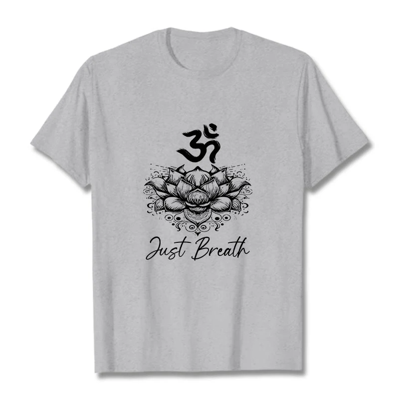 Buddha Stones Casual Om Symbol Lotus Flower Pattern Cotton Tee T-shirt