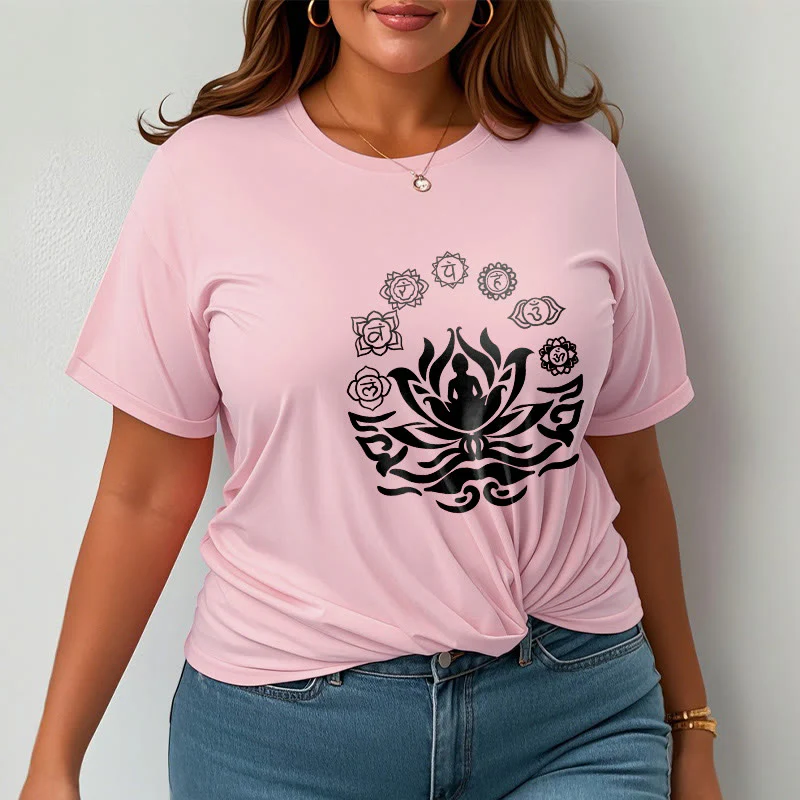 Buddha Stones OM Symbol Sanskrit Mantras Buddha Lotus Flower Design Tee T-shirt