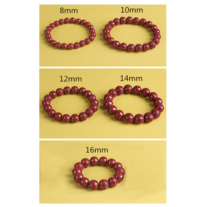 Buddha Stones Natural Double PiXiu Cinnabar Om Mani Padme Hum Wealth Luck Bead Bracelet
