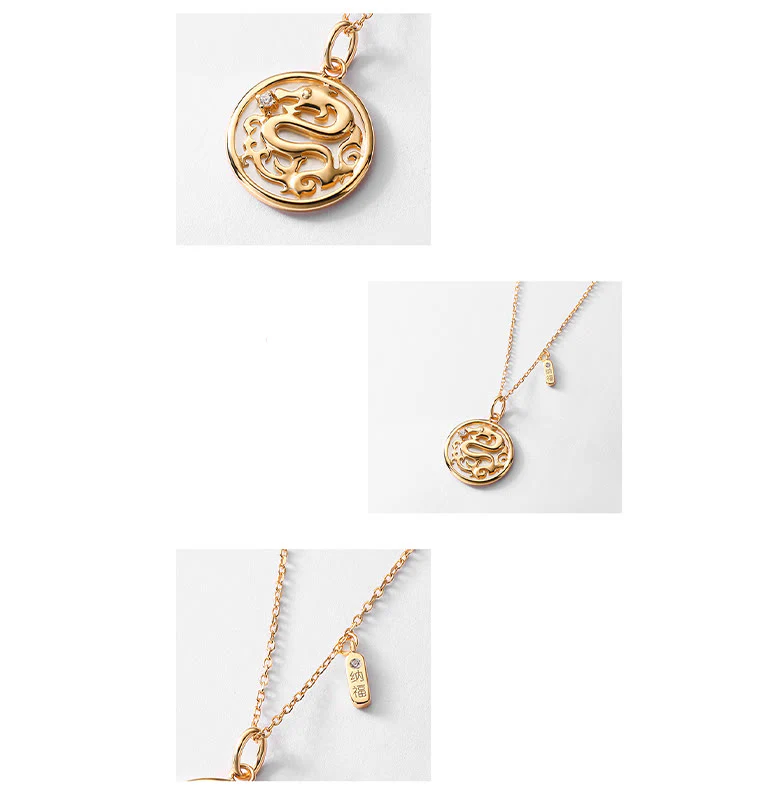 ❗❗❗A Flash Sale- Buddha Stones 925 Sterling Silver Tridacna Stone Year of the Dragon Fu Character Luck Strength Necklace Pendant