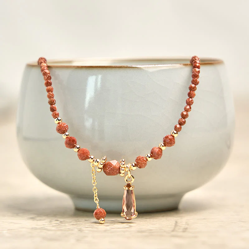 Buddha Stones Natural 2mm Goldstone Beads Positive Multi Layer Bracelet