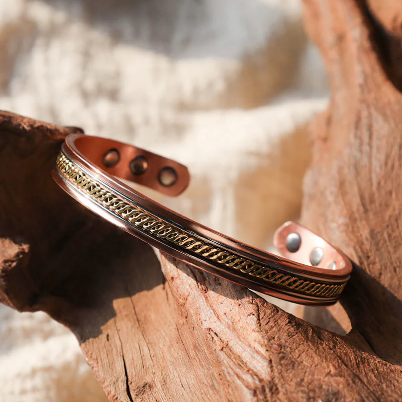 Buddha Stones Magnetic Copper Balance Adjustable Cuff Bracelet Bangle Ring