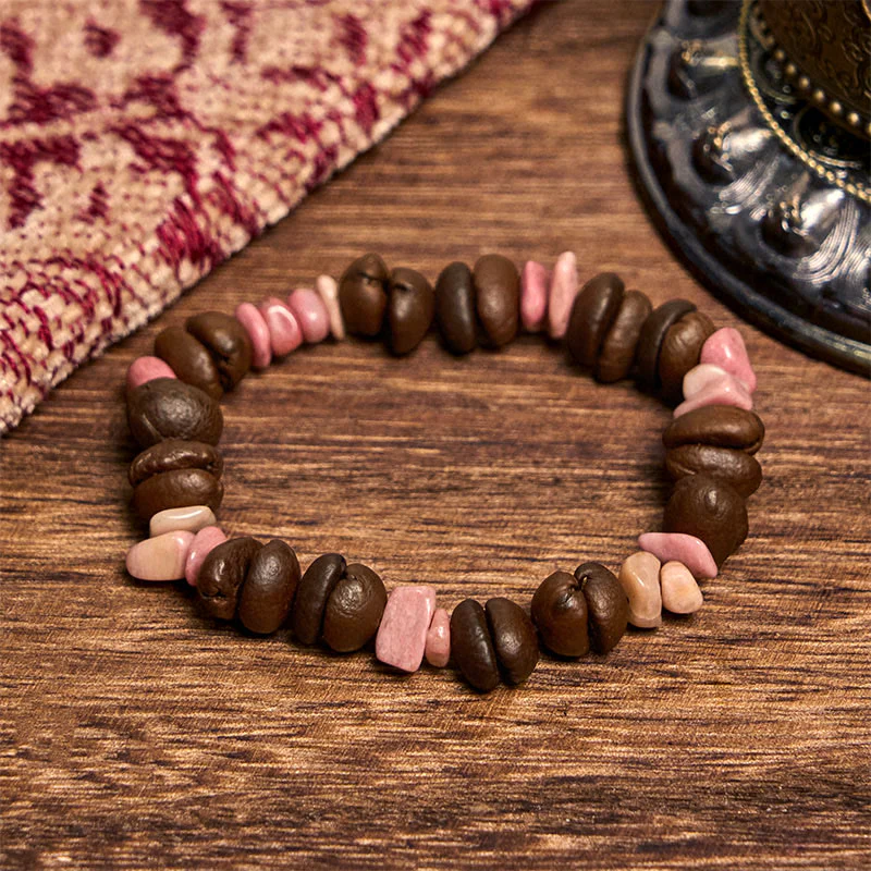 Buddha Stones Handmade Natural Coffee Beans Amethyst Citrine Amazonite Irregular Crystal Bracelet