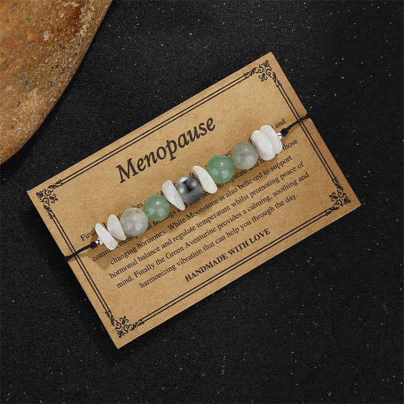 Buddha Stones Menopause Labradorite Green Aventurine White Moonstone Healing Bracelet