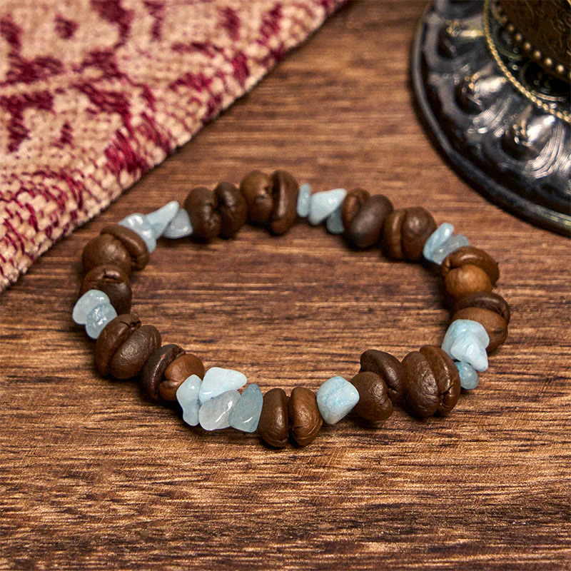 Buddha Stones Handmade Natural Coffee Beans Amethyst Citrine Amazonite Irregular Crystal Bracelet
