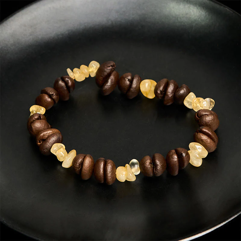 Buddha Stones Handmade Natural Coffee Beans Amethyst Citrine Amazonite Irregular Crystal Bracelet