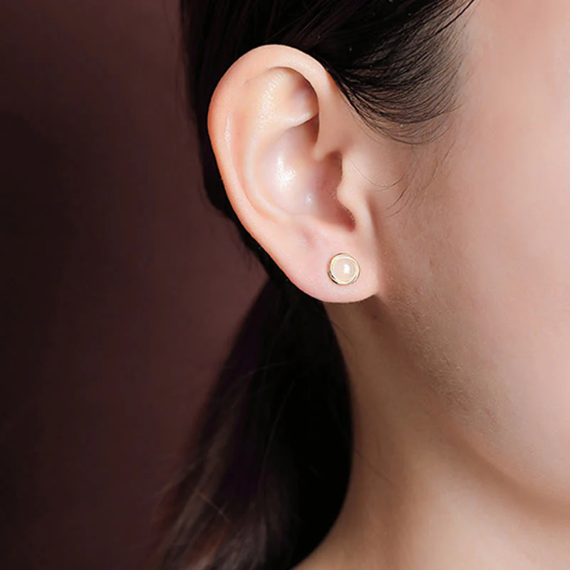 Buddha Stones 925 Sterling Silver Hetian Jade Agate Amber Luck Earrings