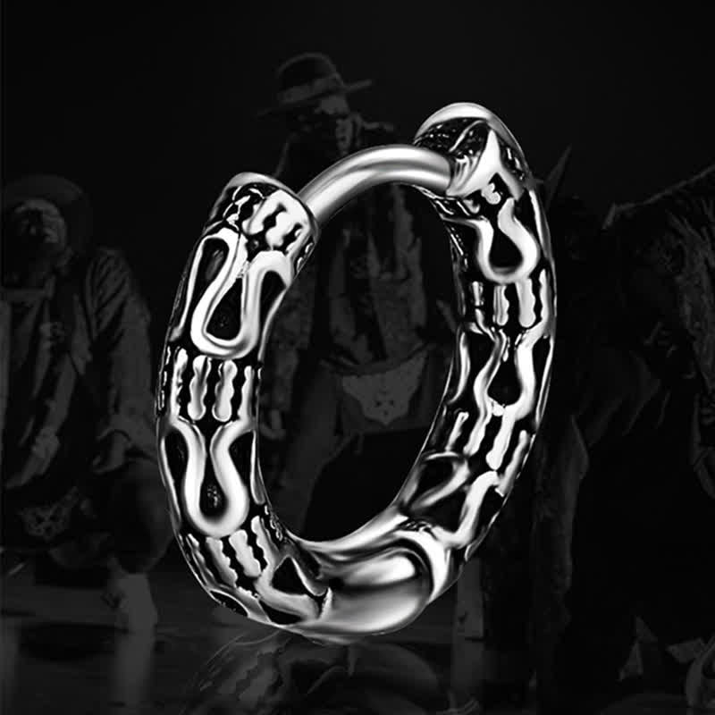 Buddha Stones Retro Pattern Titanium Steel Balance Earrings