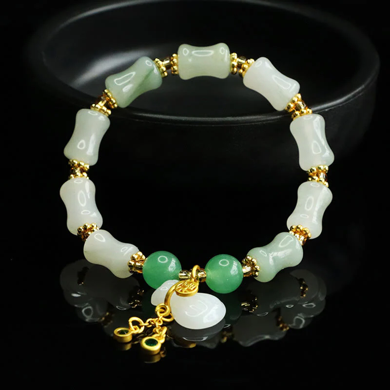 Buddha Stones Natural Tianshan Jade Fu Character Money Bag Pattern Prosperity Bracelet
