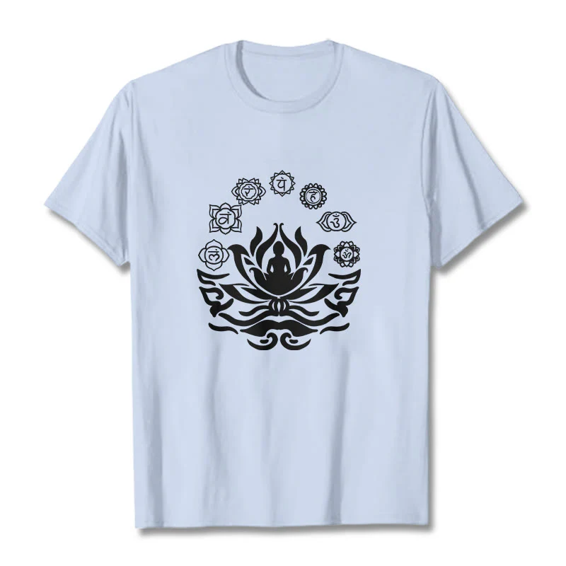 Buddha Stones OM Symbol Sanskrit Mantras Buddha Lotus Flower Design Tee T-shirt