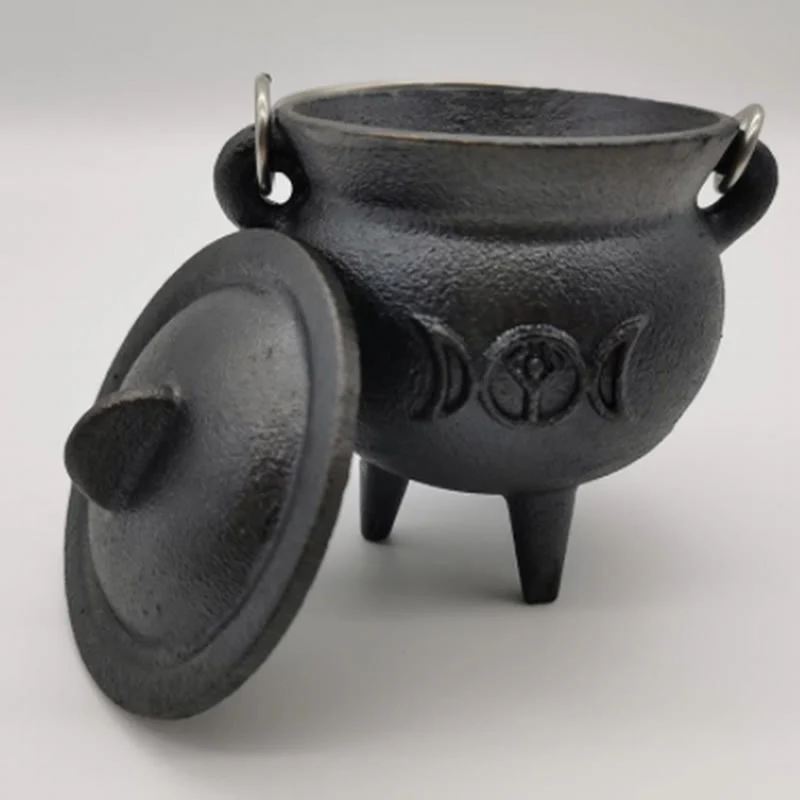 Buddha Stones Cast Iron Cauldron Prayer Altar Burning Holder Incense Sage Smudging Rituals Use Items