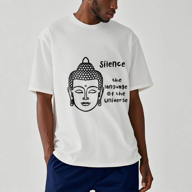 Buddha Stones Casual Meditating Buddha Head Pattern Cotton Tee T-shirt