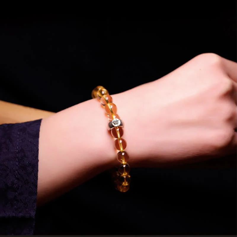 Buddha Stones 925 Sterling Silver Chinese Zodiac Natal Buddha Citrine Protection Bracelet