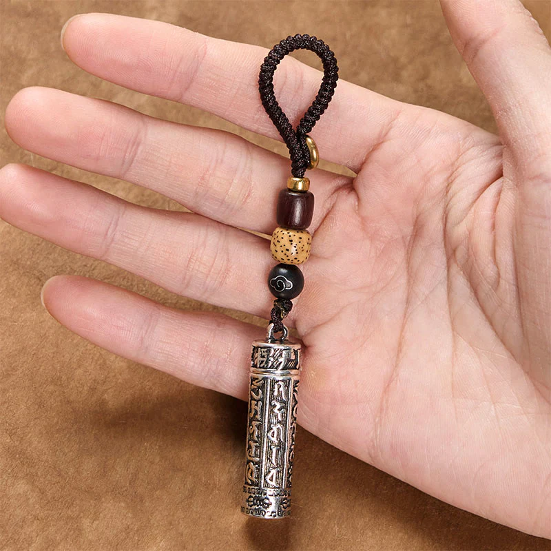 Buddha Stones Tibetan Om Mani Padme Hum Shurangama Mantra Vajra Pattern Copper Purity Key Chain