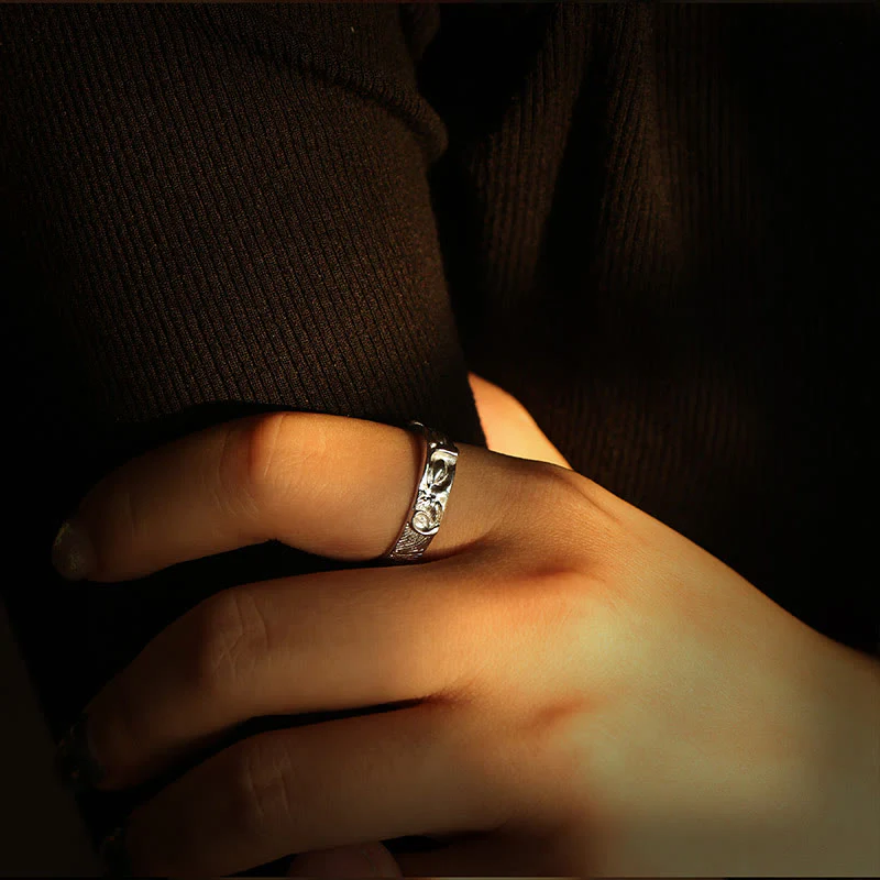 Buddha Stones 999 Sterling Silver Buddha Eyes Protection Ring