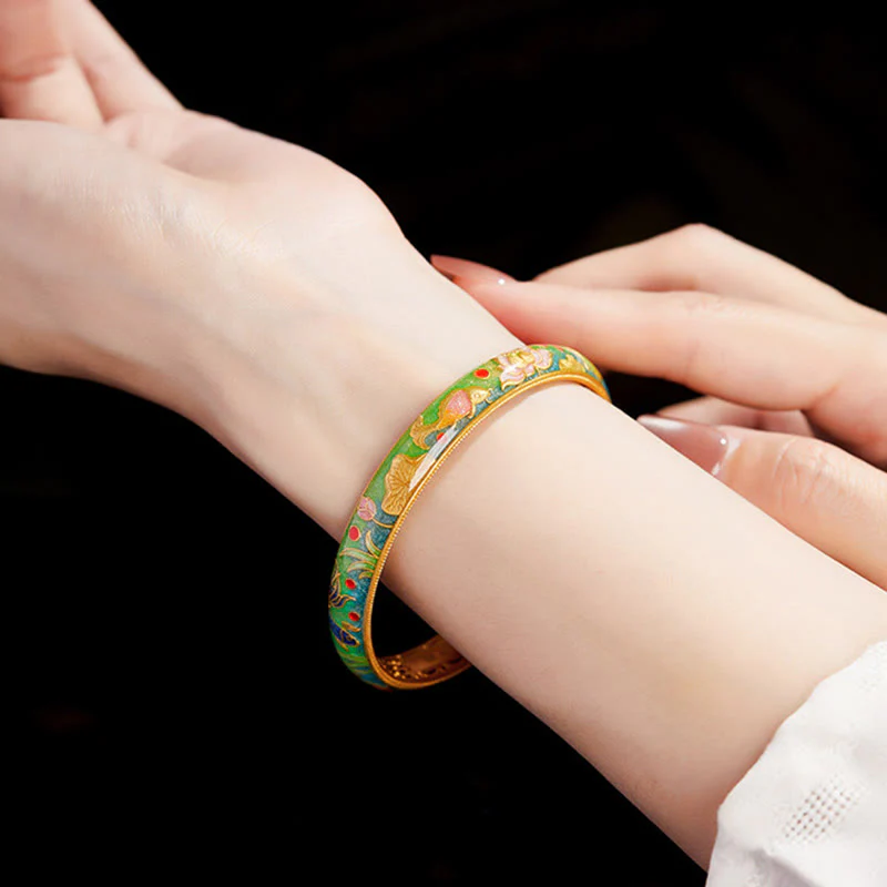 Buddha Stones 999 Sterling Silver Koi Fish Lotus Hollow Design Wealth Bracelet Bangle 2.28 IN (58 MM)