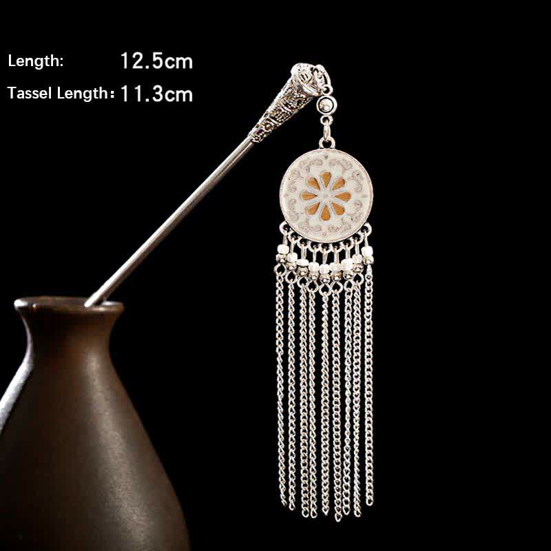 Buddha Stones Water Drop Lily of the Valley Flowers Tassels Confidence Hairpin