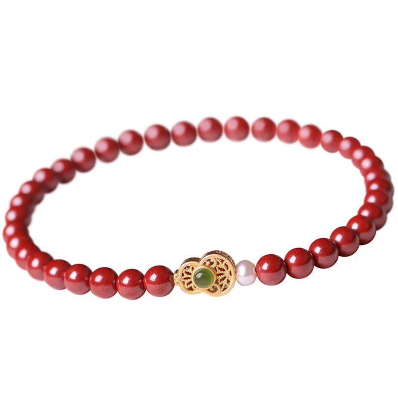 Buddha Stones Gourd Pearl Cinnabar Blessing Beads Bracelet