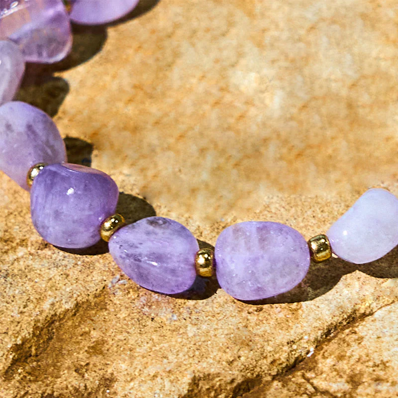 Buddha Stones Irregular Shape Amethyst Braid String Balance Bracelet