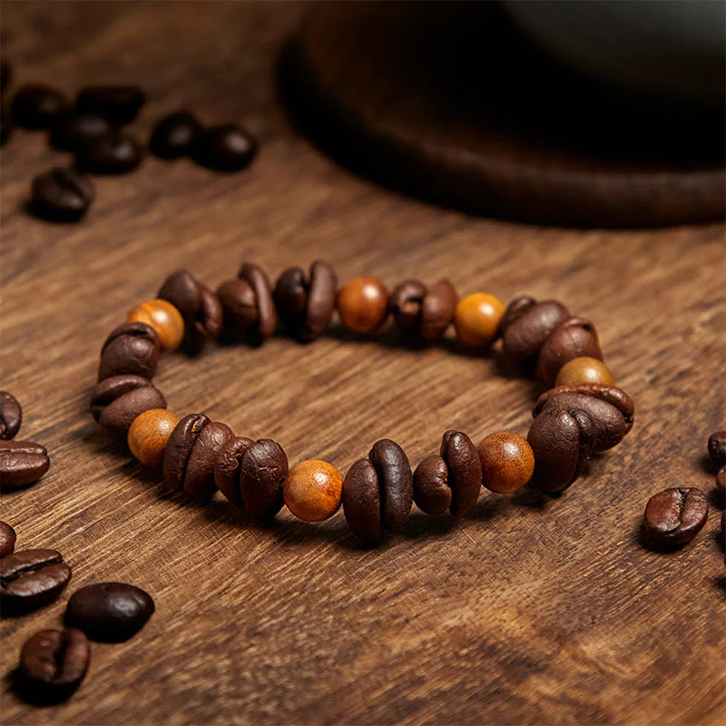 Buddha Stones Natural Coffee Beans Green Sandalwood Positive Bracelet