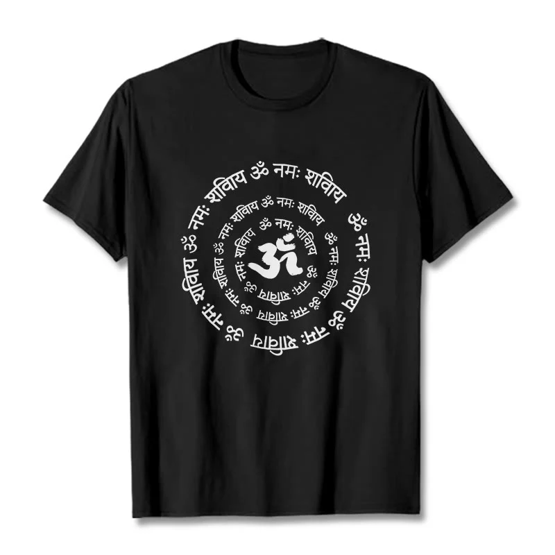 Buddha Stones OM Symbol Sanskrit Mantras Design Cotton Tee T-shirt