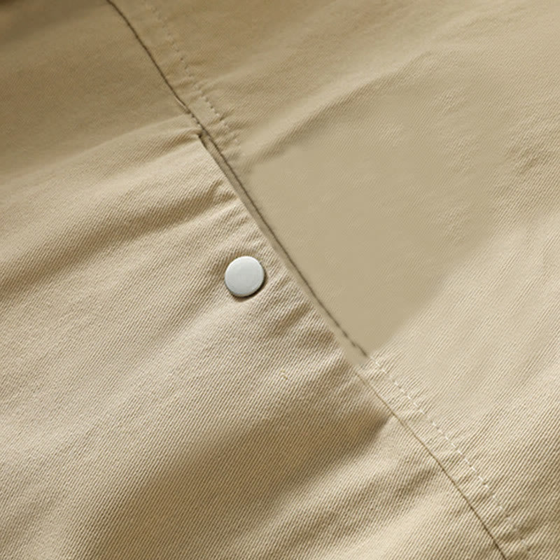 Buddha Stones Plain Button Design Stand Collar Women's Cotton Jacket