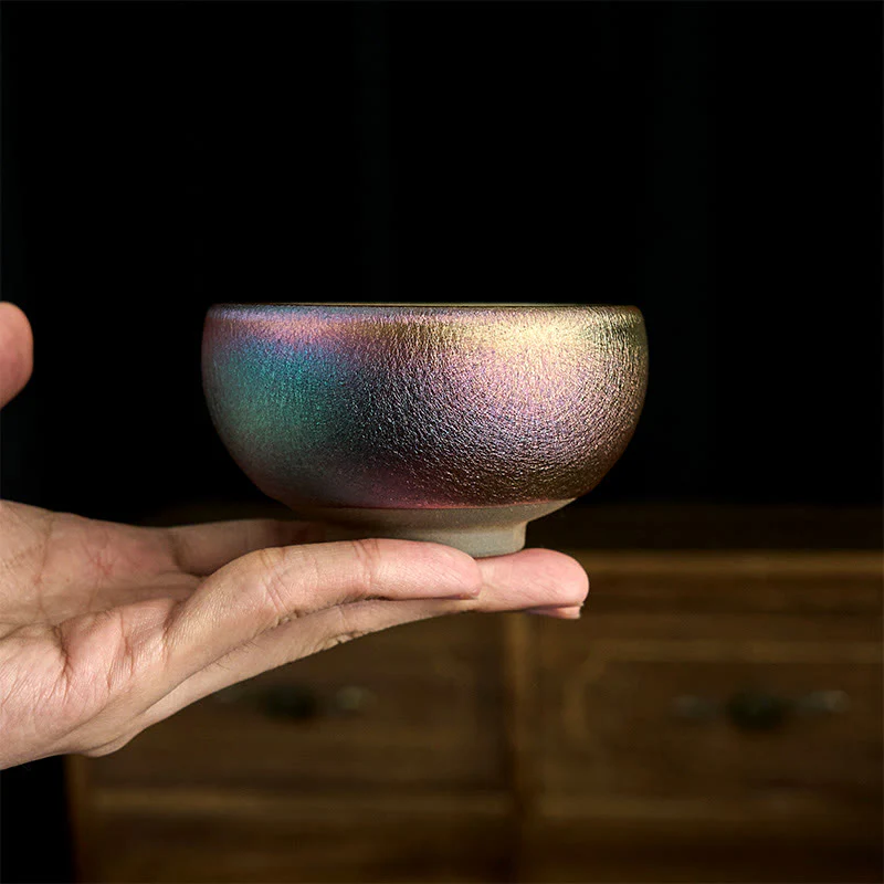 Buddha Stones Handmade Chinese Jianzhan Koi Fish Lotus Leaf Ceramic Teacup Kung Fu Tea Cup 150ml